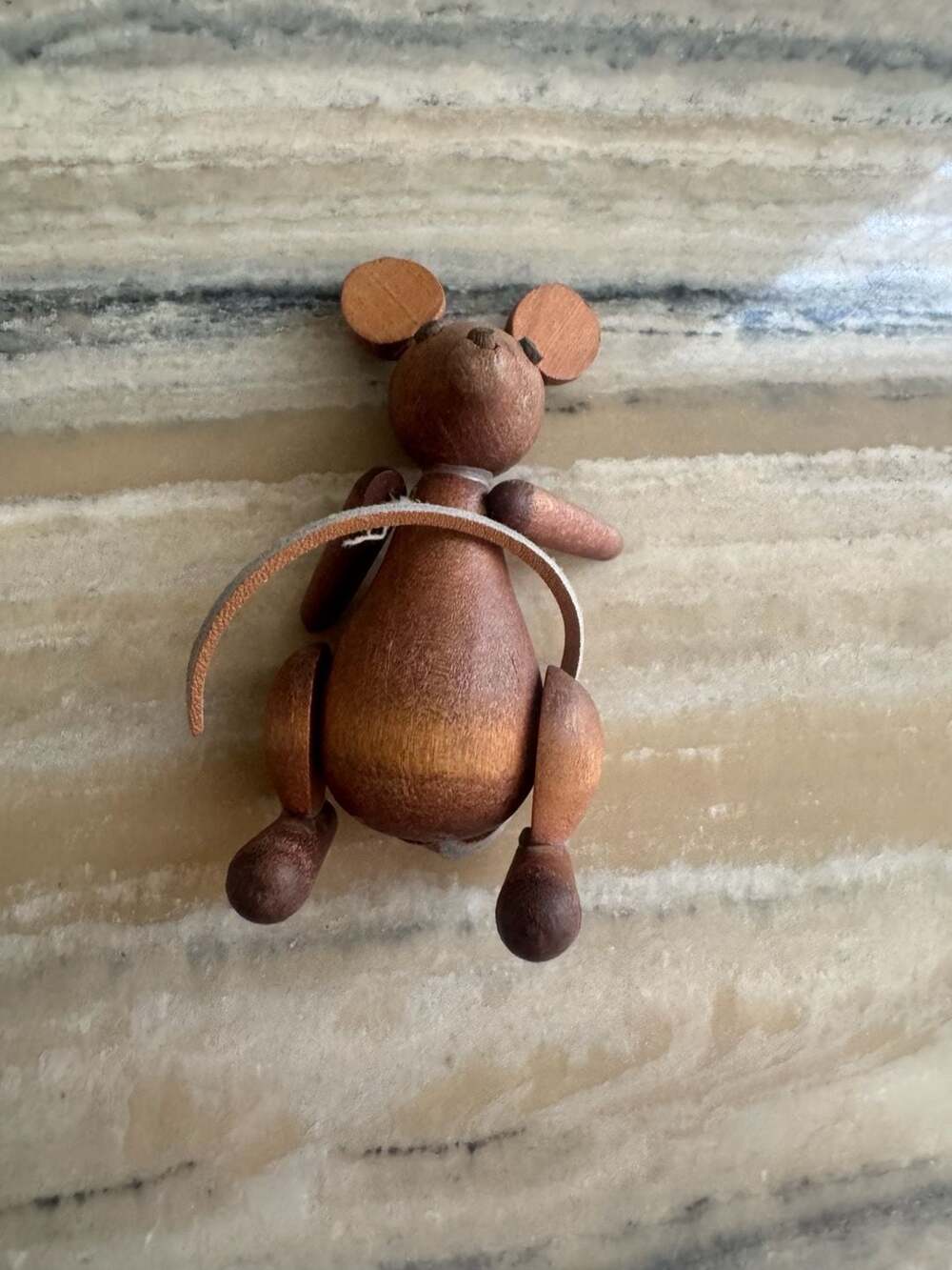 Vintage 1950s Zoo-Line Teak Articulated Mouse Figurine
